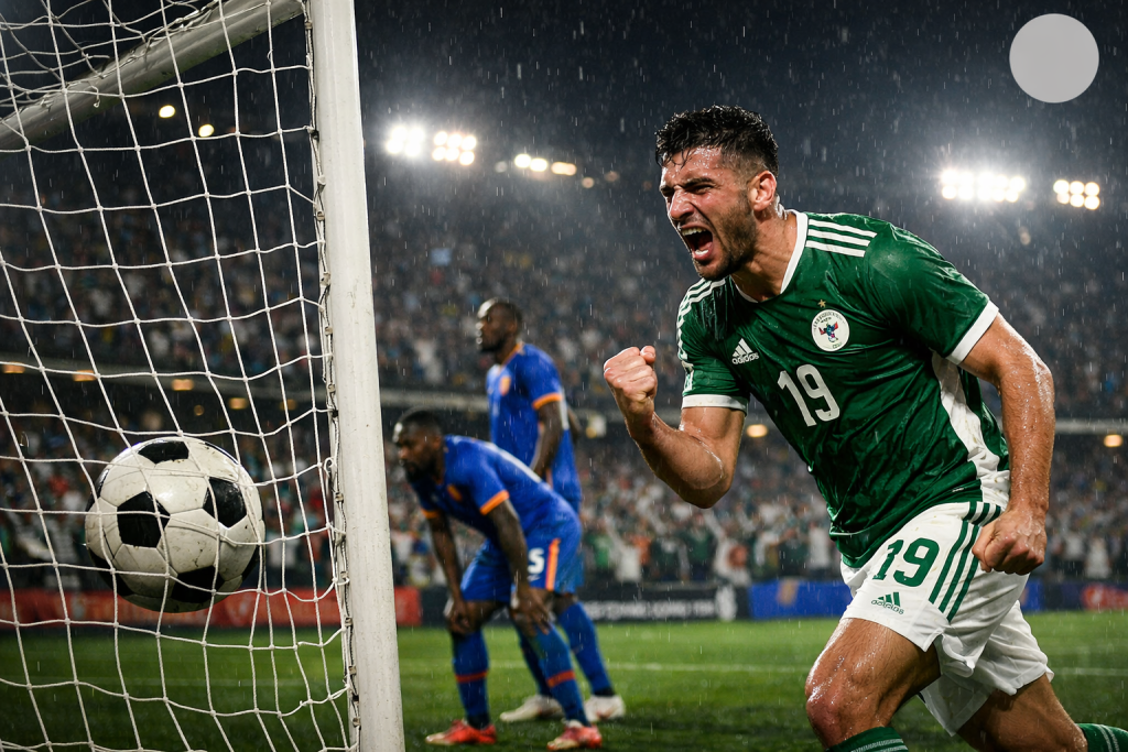 A. Boulbina celebrates his dramatic 119th-minute extra-time goal as Algeria defeat DR Congo 1–0 in the AFCON 2025 Round of 16, captured by Florsport International Limited.